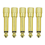 1/4 Mono To 1/8 Mono Adapter, 6.35Mm Ts Male Plug To 3.5Mm Female (Mono To Mono) Audio Adaptor Audio Connector Golden - (5 Pcs)