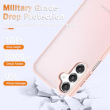 For Samsung Galaxy A16 5G Case, Matte Phone Case With 1 Screen Protector, Frosted Translucent Back, Slim Shockproof Protective Cover, Pink
