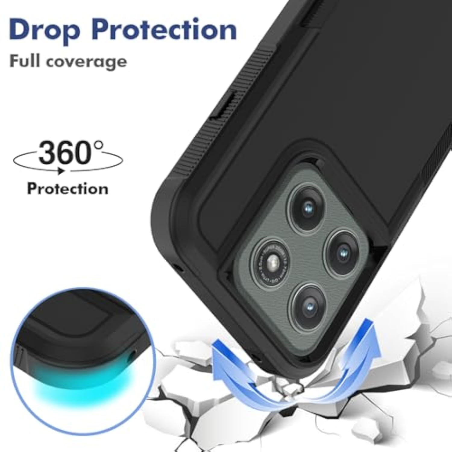 Motorola Edge 2026 Dual Layer Protective Case with HD Screen Protector - Military Grade Bumper for Heavy Duty Protection