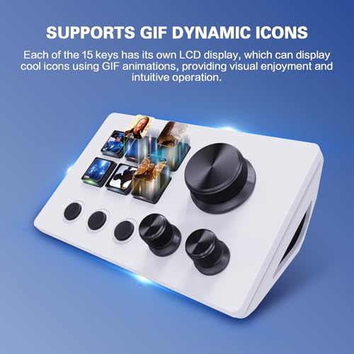 Streaming Macro Keypad,Stream Controller Deck,Gaming Shortcut Keyboard, With Customizable 6 Lcd Shortcut Keys, 3 Buttons And 3 Knobs, Trigger Actions In Obs/Twitch/Youtube, Windows 10/Mac14.0 (N3 White)
