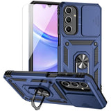 Samsung Galaxy A16 5G Case with Camera Lens Cover HD Screen Protector, Dual Layer Military-Grade Drop Tested Magnetic Ring Holder Kickstand Protective Phone Case for Samsung Galaxy A16 5G (Navy)