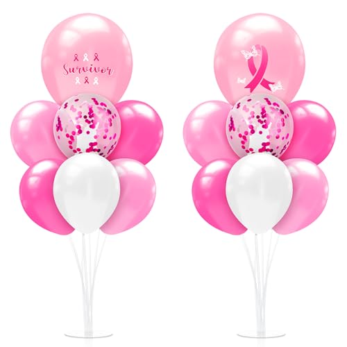 2 Set Pink Breast Cancer Awareness Balloons, Table Decorations