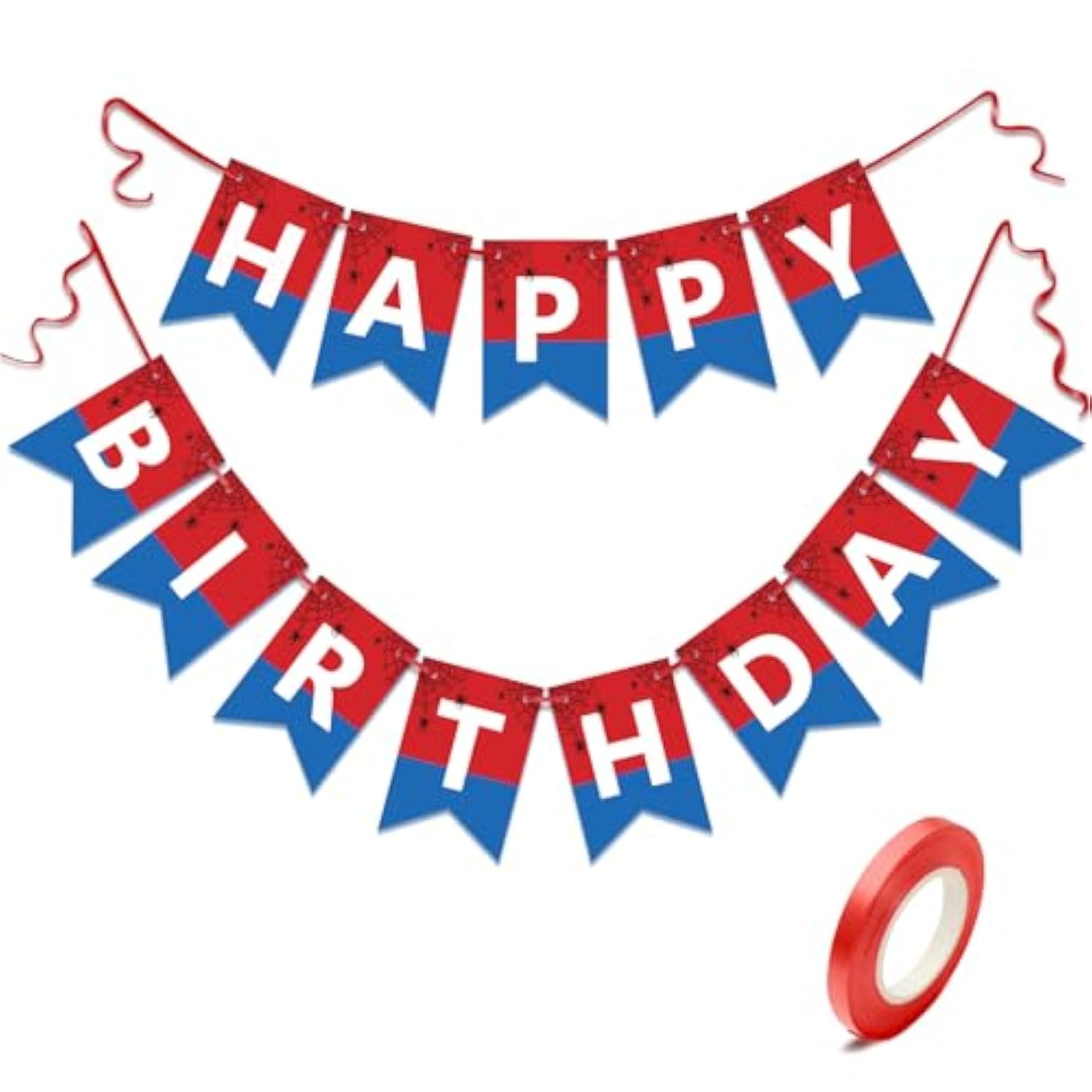 Happy Birthday Banner, Swallowtail Design, Red & Blue Theme for Boys, 13Pcs