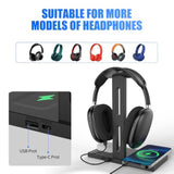 3 In 1 Headphone Stand With Wireless Charger 15W,Ideal Gifts For Gamers & Music Lovers,Compatible With Iphone,Airpods,Airpods Max,Essential Headphone Accessories (Black)