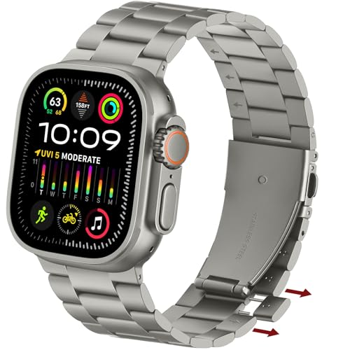 No Tool Needed Bands Compatible with Apple Watch Band 49mm 46mm 45mm 44mm 42mm for Women Men, Stainless Steel Metal Strap Designed for iWatch Ultra