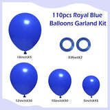 110pcs Royal Blue Balloon Arch Kit – Mixed Sizes for Birthday, Wedding & Party Decor