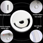 Selfie Ring Light, Rechargeable Portable Clip-On Selfie Fill Light With 36 Led For Iphone/Android Smart Phone Photography, Camera Video, Girl Makes Up (White)