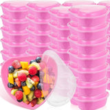 15 Pcs Heart Containers Plastic Food Storage Containers With Lids Heart Shaped Disposable Dessert Lunch Box For Kitchen Restaurant Fruit Vegetable (Pink,28 Oz)