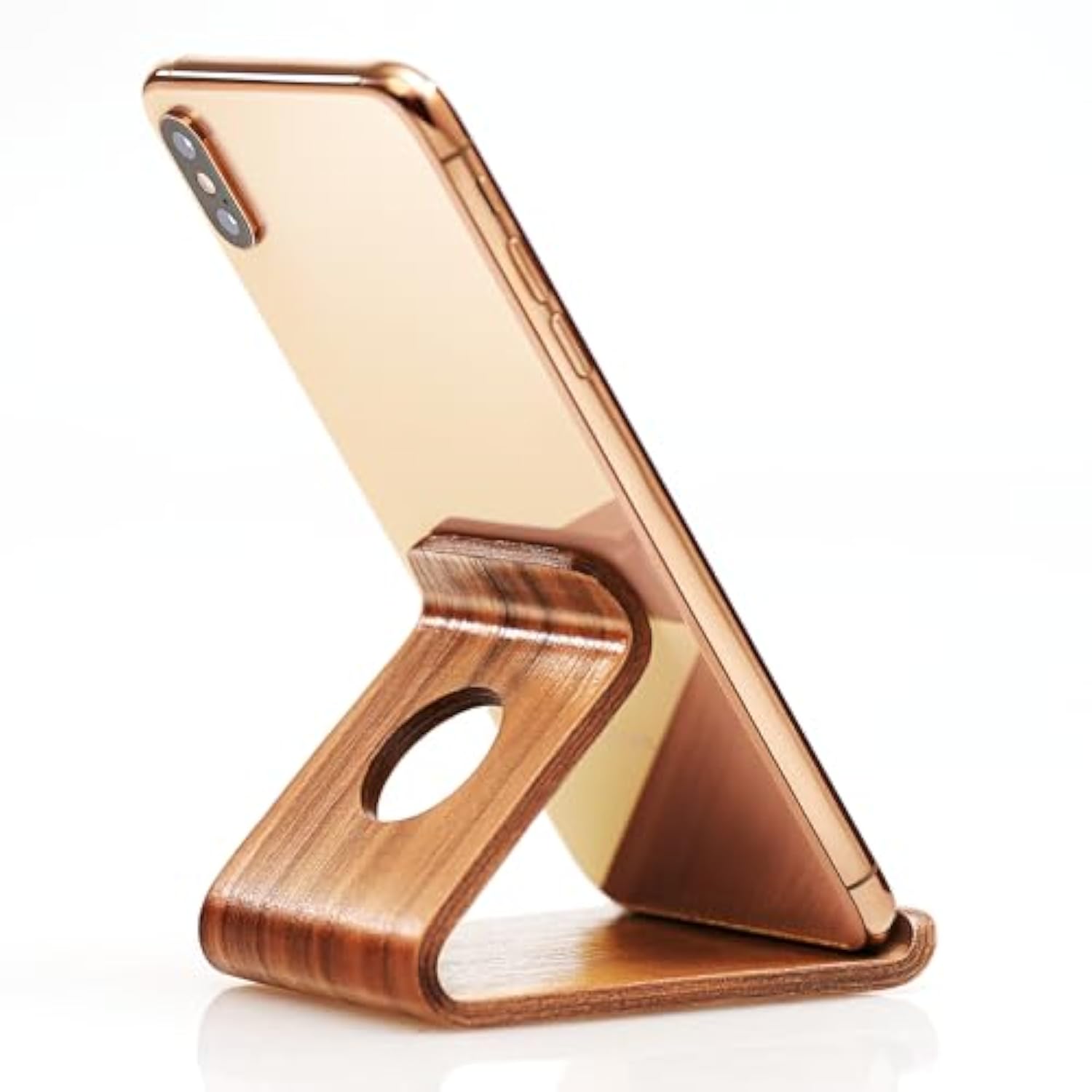 Cell Phone Stand For Desk - Portable Wood Phone Holder For Bed Compatible With Iphone 16 15 14 13 Pro Max 12 11 Ipad Mini, Smartphone, Wooden Office Aesthetic Desk Accessories