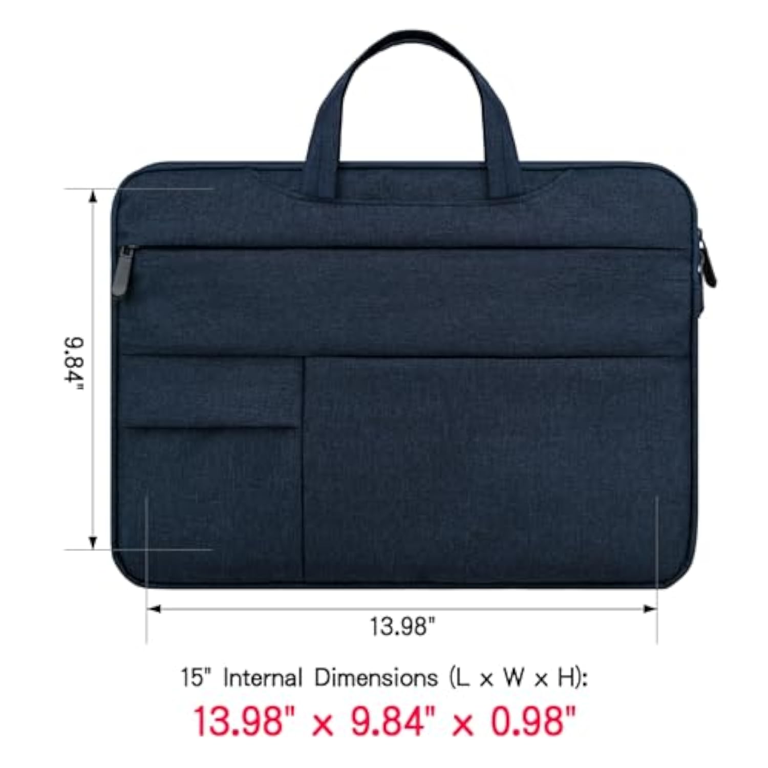 Rainyear Laptop Sleeve Carrying Case Compatible With 15 Inch Macbook Pro/Air, Surface Laptop 3/4 15", New Xps 15 Touch Briefcase With Hidden Handle Multiple Pockets Protective Computer Bag,Navy Blue