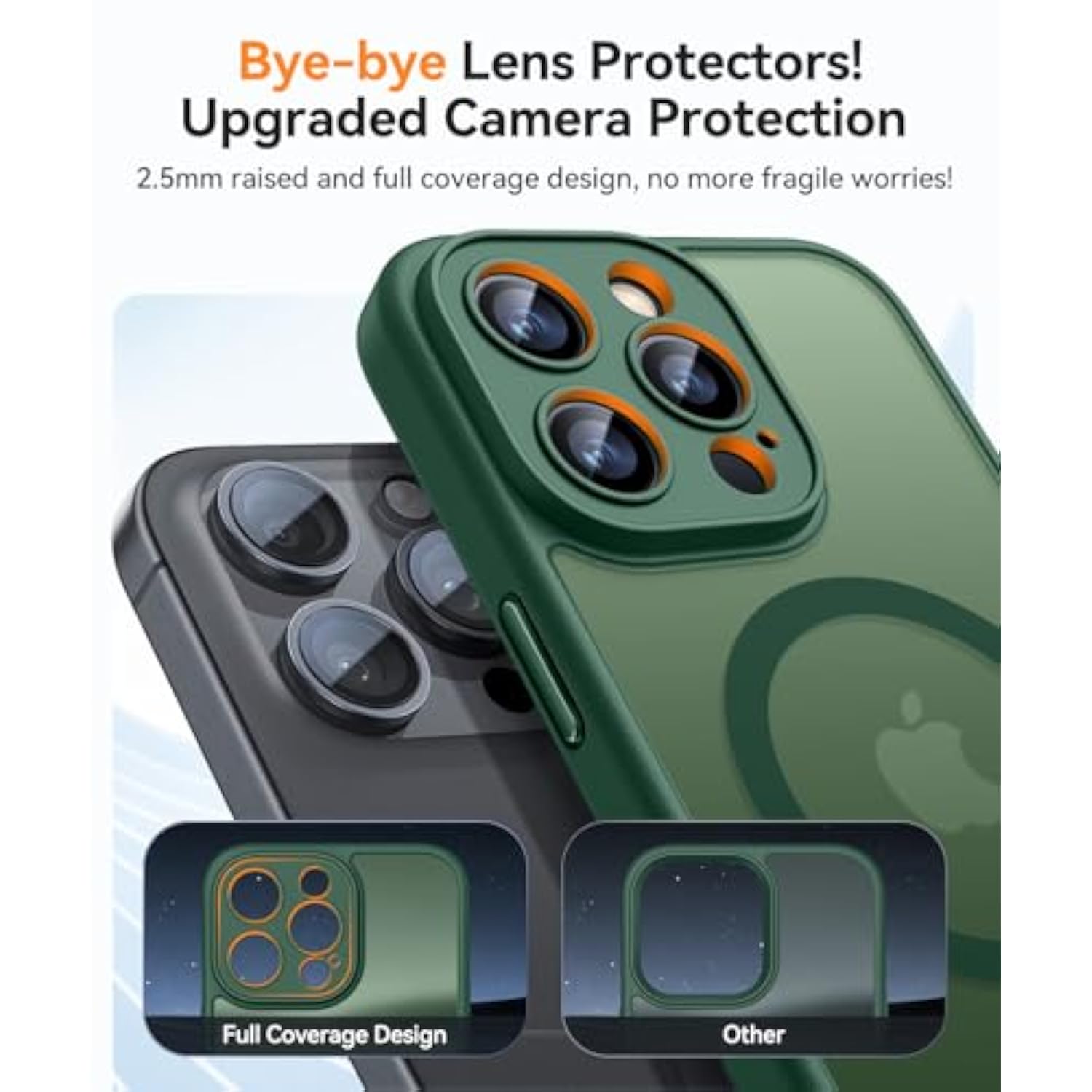 iPhone 16 Pro Case, Magnetic, Full Camera Protection, Magsafe, Shockproof, Deep Green