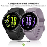 2 Pack for Garmin vivoactive 5 Smartwatch Case, 9H Tempered Glass Screen Protector+ Charger Port, All-coverage PC Protective Cover Bumper
