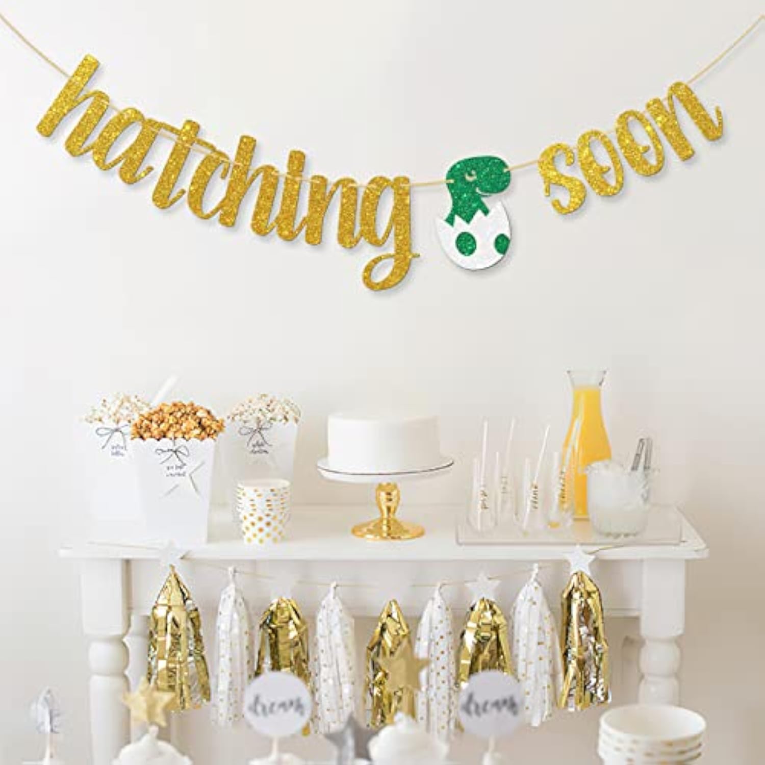 Hatching Soon Banner Dinosaur Baby Shower Boy Welcome Baby Party Decor