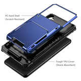 For Samsung Galaxy S25 Case Wallet With Card Holder Dual Layer Heavy Duty Shockproof Hidden Flip 4-Card Slots Large Storage Protective Galaxy S25 Wallet Case For Women Men, 6.2" Navy