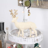 Velvet Reindeer Christmas Decorations, 2Pcs Beige Flocking Deer Figurine Statue Table Decorations, For Home Holiday Xmas Gift Party Decor.