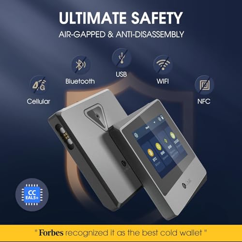 Air-Gapped Crypto Wallet - Titan Mini, 10000 Coins & Tokens, Anti-Tamper Cold Storage For Btc/Xrp/Eth/Xlm/Usdt/Ltc
