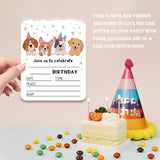Pet Birthday Party Invitations - Birthday Fill-In Invites For Boys Or Girls, Puppy Dogs Theme Party Supplies Decorations For Kids, Teens & Adults(20 Count With Envelopes) - A11