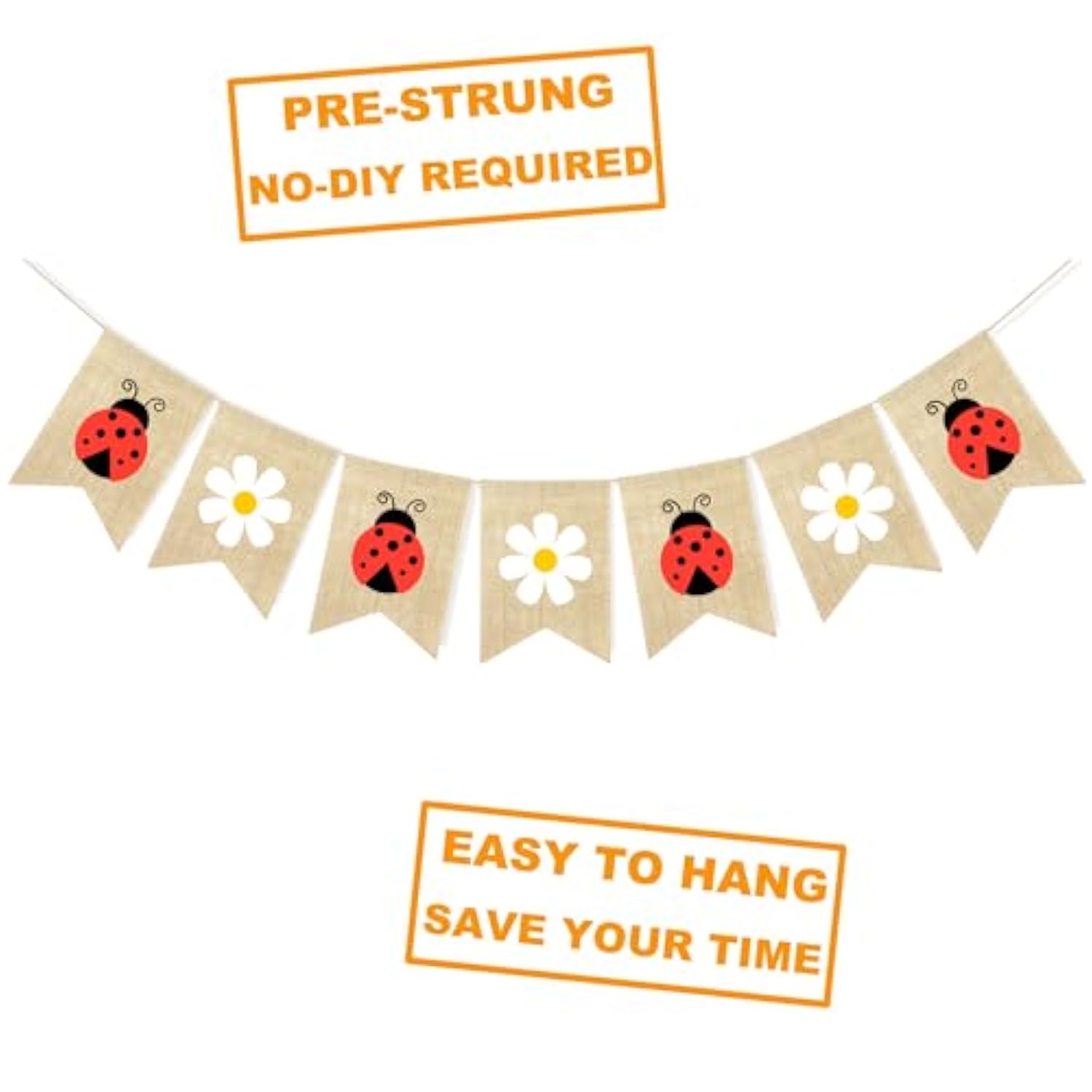 Daisy Ladybug Banner Burlap Bunting Garland Ladybug Party Decorations For Wedding Baby Shower Birthday Insect Theme Garden Party Supplies Home Wall Classroom Hanging Decor