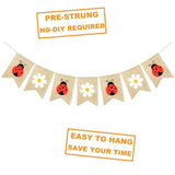 Daisy Ladybug Banner Burlap Bunting Garland Ladybug Party Decorations For Wedding Baby Shower Birthday Insect Theme Garden Party Supplies Home Wall Classroom Hanging Decor