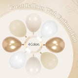 Beige White Metallic Gold Balloon Garland Arch Kit, Metallic Gold Sand Pearl White Clear Balloons For Engagement Bridal Baby Shower Wedding Anniversary Birthday Party Decorations