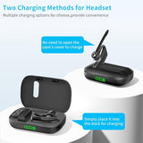 Bluetooth Headset Wireless Earpiece Microphone 180H Playtime 1000Mah Wireless Charging Case Handsfree Single Ear Headset Led Display For Iphone Android Cellphones Pc Computer Trucker Drivers Work Game