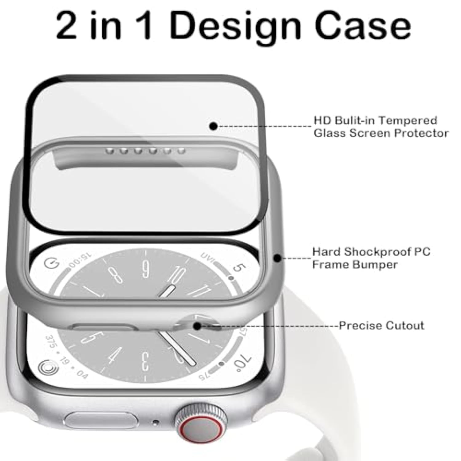 16 Pack Case For Apple Watch Series Se 2022/6/Se/5/4 44Mm With Tempered Glass Screen Protector, Shockproof Hard Pc Scratch Resistant Bumper Protective Cover Compatible With Iwatch 44Mm