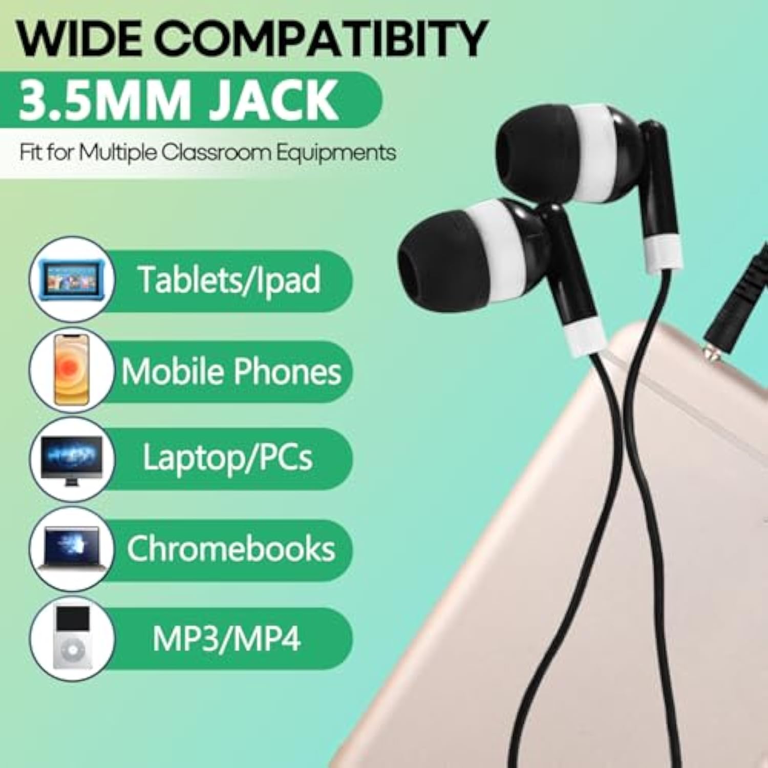 30 Packs Kids Earbud Headphones Bulk, Wired Earphones With 3.5 Mm Jack Multi C