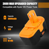 2-Pack 3.6Ah P100 Replacement 18V Batteries for Ryobi Cordless Tools Orange