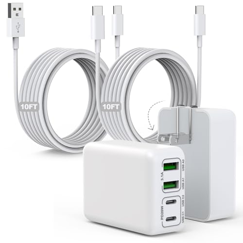 10Foot iPhone USBC Charging Cable,40W 2Pack Foldable Phone 17/16e Fast Charger Block 10FT USBC Cable Fast Charging for  iPhone 17/17 Air/17