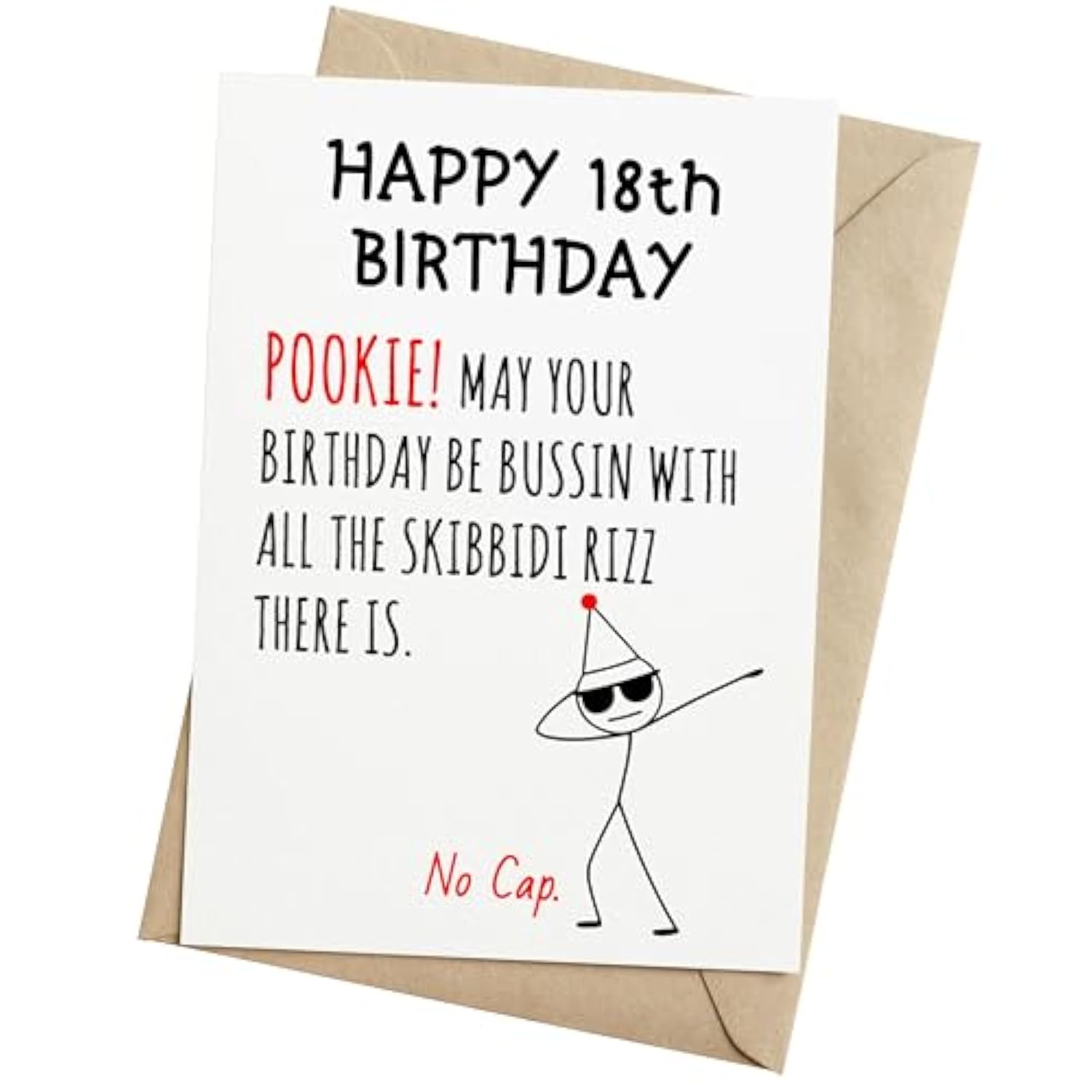 Funny 18Th Birthday Card For Teens, Boys, Girls – Fun 18 Year Old Birthday Gifts – Hilarious Gen Z Slang Meme Gift For Son, Daughter, Brother, Friends – 5X7Inch Folded Card With Envelope
