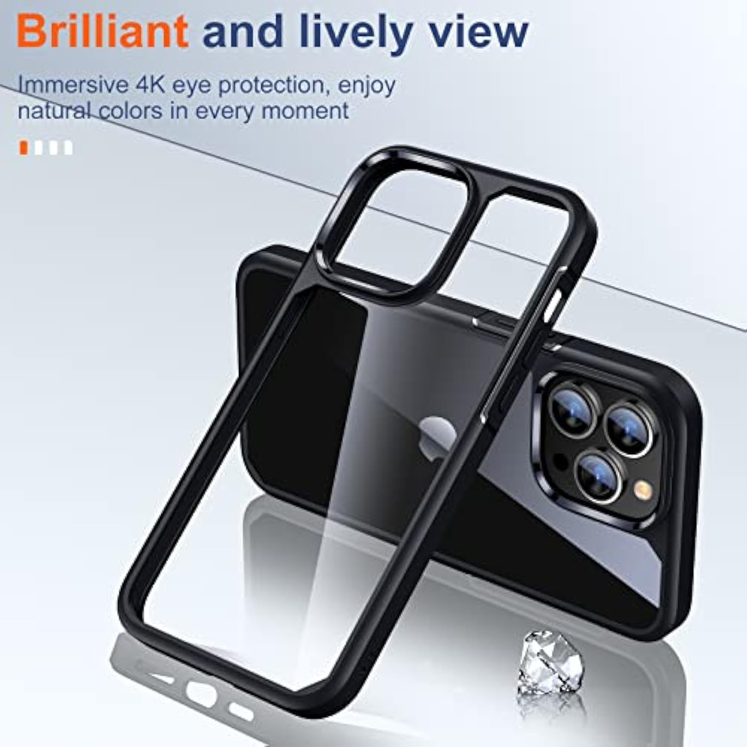 [5 In 1 Design For Iphone 14 Pro 6.1 Inch Case, 2 Pack Screen Protector Tempered Glass + 2 Pack Camera Lens Protector, [Non-Yellowing] Shockproof Ultra Thin Protective Cover - Black