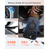 [4 In 1] Magnetic For Iphone 16 Pro Case, 2 Pics Privacy Screen Protectors And 1 Pic Camera Protector, Fit For Magsafe, Military Grade Shockproof Translucent Matte Slim 16 Pro Phone Case 6.3", Black