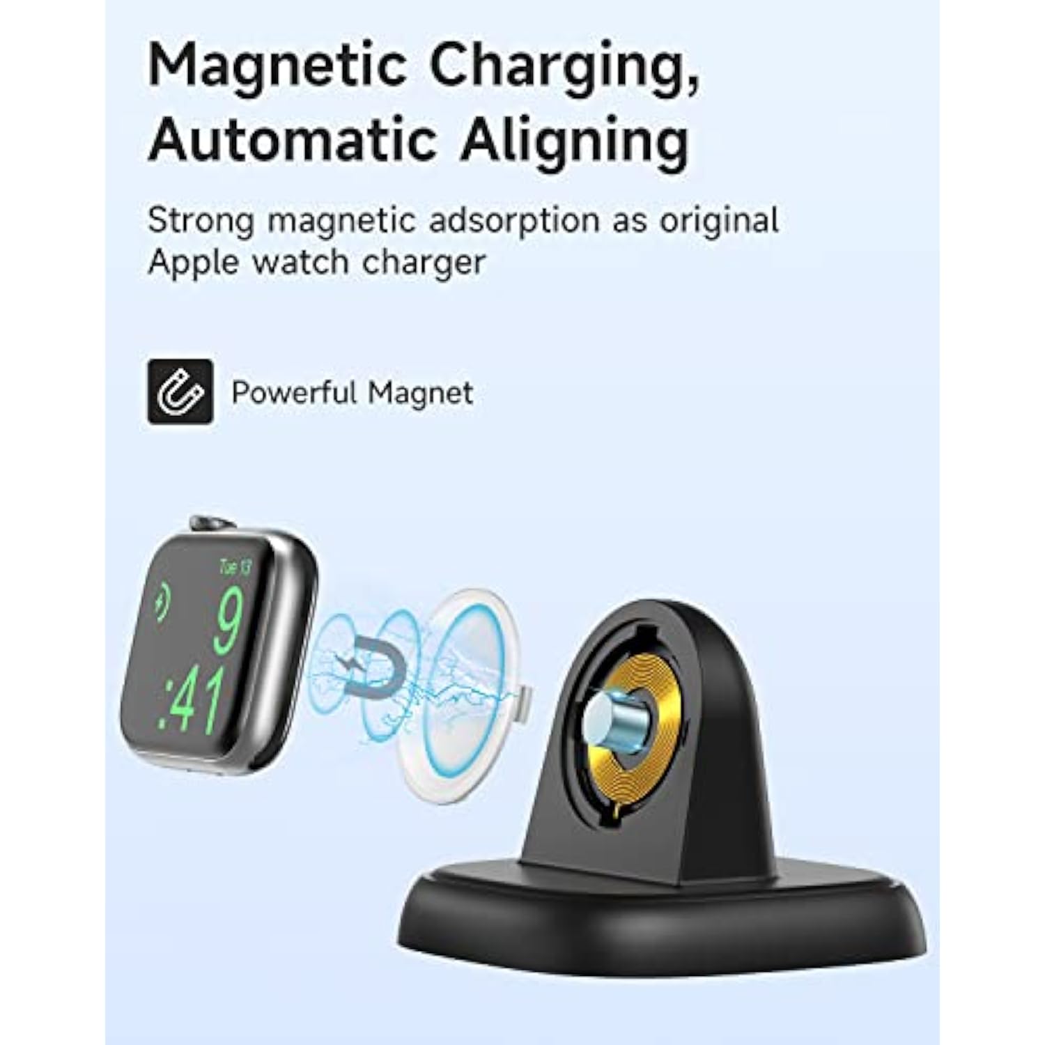 Apple Watch Charger Stand Portable USB-C Fast Wireless Charging Station Black