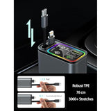 Retractable Car Charger Usb C,145W Type C Car Charger Fast Charging With Dual Retractable Usb C Cable And Usb Ports, Compatible With Iphone 16/15,S25/24/23/22, Pixel 9/8/7