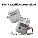 elago AW5 Compatible with AirPods Case 1 & 2, Classic Game Player Design Case with Keychain, Durable Silicone Construction (Light Grey) [US Patent Registered]