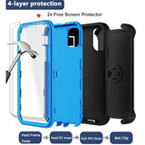 For Iphone 12 Case, Iphone 12 Pro Case With Belt Clip Holster, 2X Screen Protector, Heavy Duty Military Grade Full Body Shockproof Rugged Protective Cover For Iphone 12/12 Pro (Black Blue)
