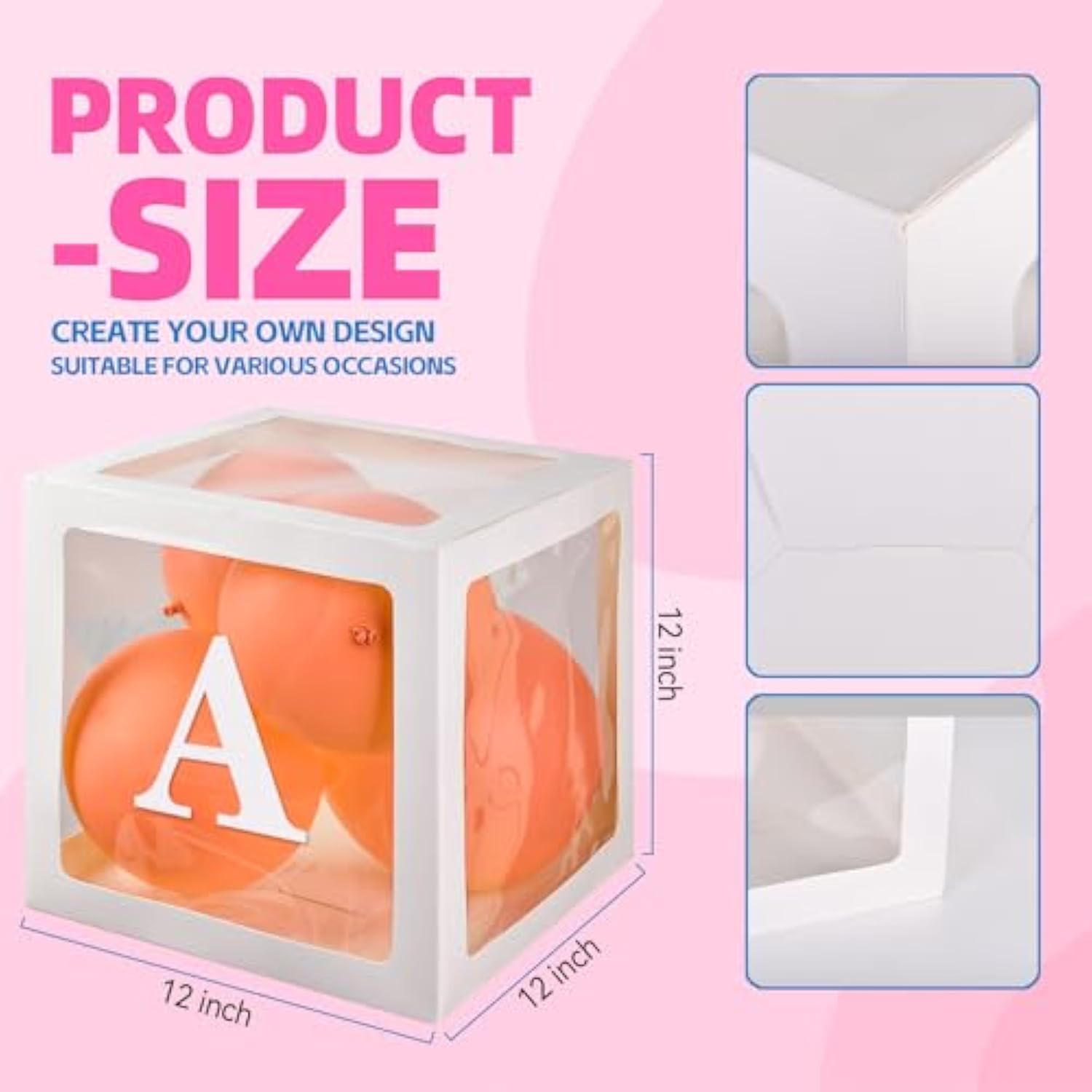 Baby Boxes For Baby Shower White Clear Balloon Box Blocks Gender Reveal Decorations And Birthday Party (5 Pcs Balloon Box-78 Letter)