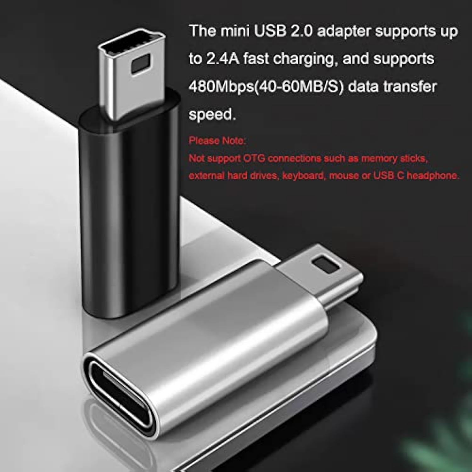 Mini Usb 2.0 To Usb C Adapter (4 Pack), Usb Type C Female To Mini Usb Male Con