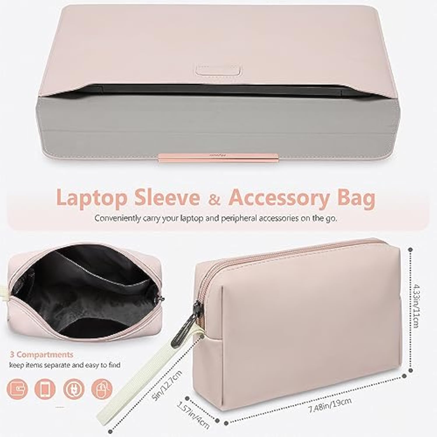 13.3-14 Inch Laptop Sleeve Case With Stand For Macbook Pro 14 M4/M3/M2/M1 2025-2021, Macbook Air/Pro 13.3, 13.8/13.5 Surface Laptop, Hp Spectre X360 13/14, Apricot(Smiley)