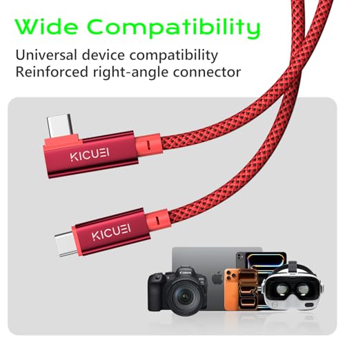 USB-C to USB-C Tethering Cable 16.5FT (5m), Right Angle Photography Cord, 20Gbps Fast Transfer, 4K@60Hz, PD Power Delivery, Compatible with