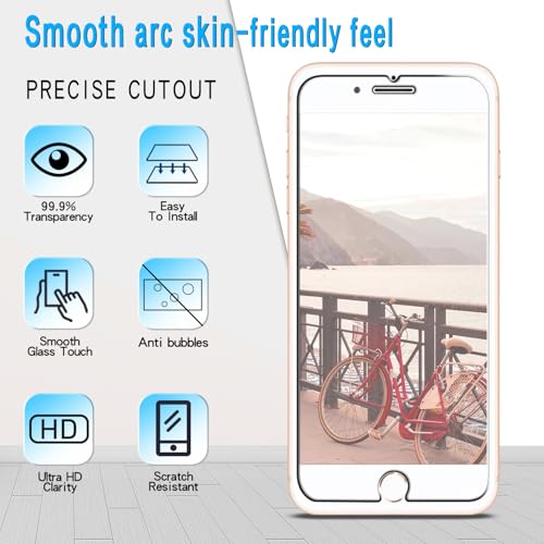 (3 Pack Screen Protector for iPhone 8 Plus, 7 Plus, 6S Plus, 6 Plus Tempered Glass, Easy to Install, Bubbles Free, Anti-Scratch, Case Friendly