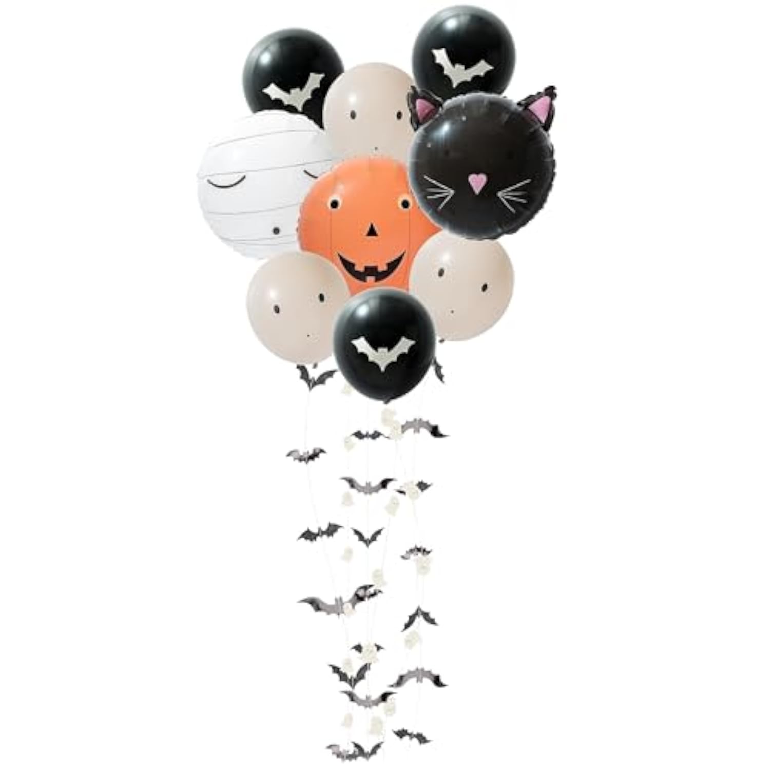 alloween Balloon Garland Kit - Ghost, Pumpkin, Cat, Mummy & Bat with Paper Streamers Decor