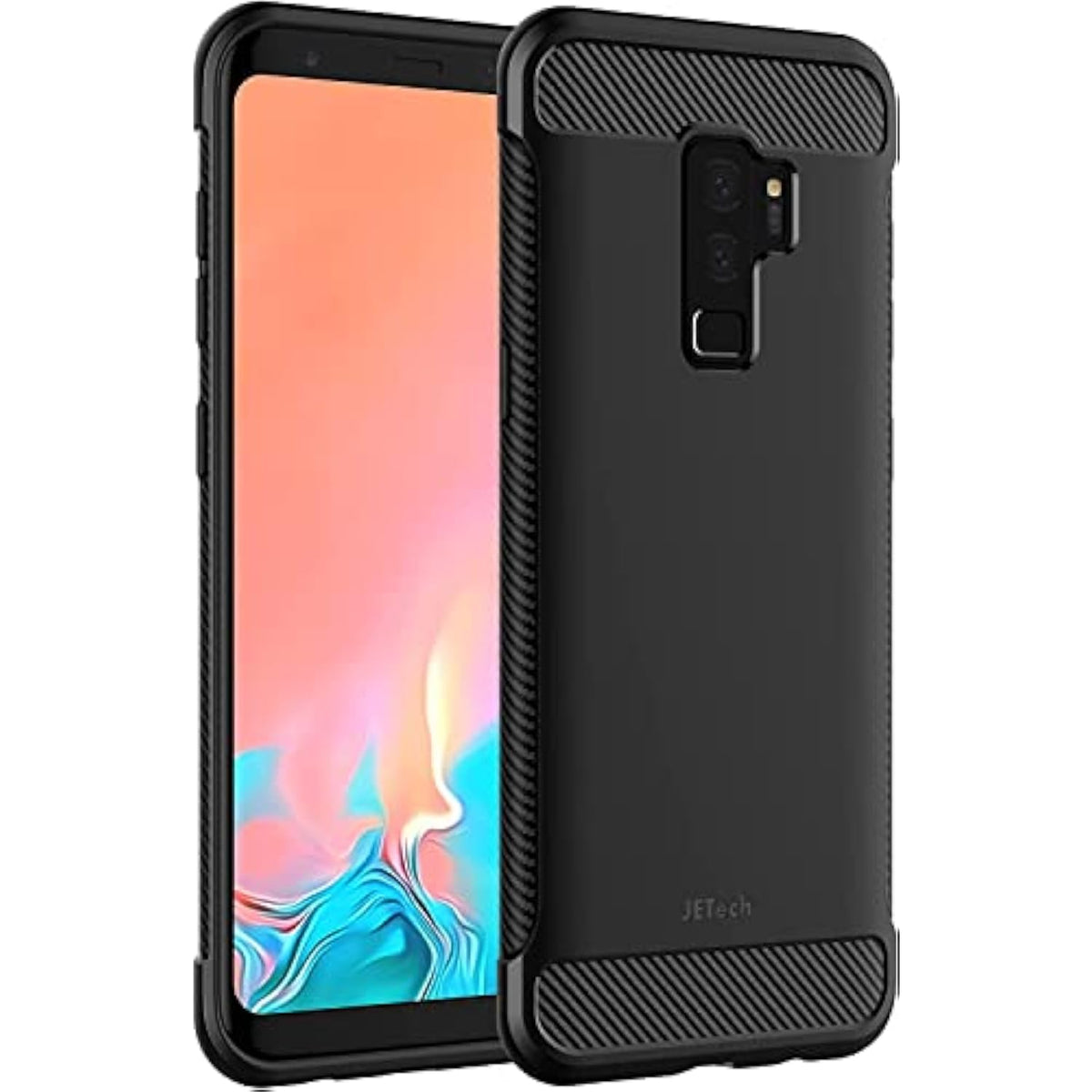 JETech Slim Fit Case for Samsung Galaxy S9+ Plus, Thin Phone Cover with Shock-Absorption and Carbon Fiber Design (Black)