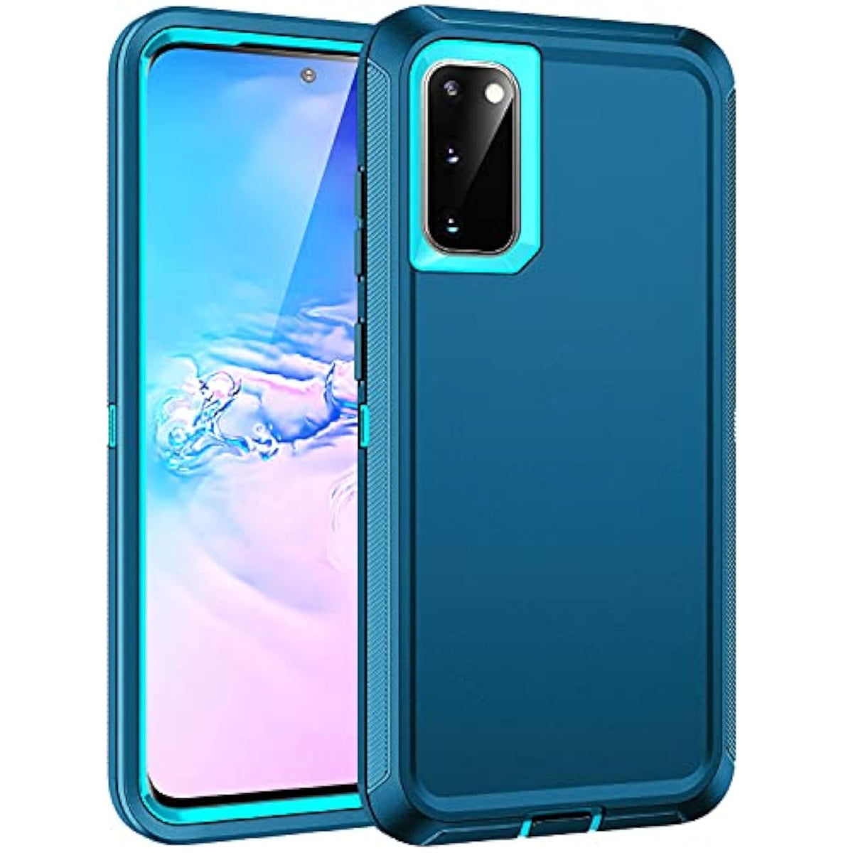 For Galaxy S20 5G Case,Shockproof Dropproof Dustproof 3-Layer Full Body Protection Rugged Heavy Duty High Impact Hard Cover Case For Galaxy S20 6.2 Inch,Turquoise