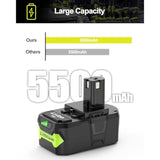 2 Packs 3.0 18V Replacement Battery Replace For Ryobi 18V Lithium-Ion Battery, Compatible With Ryobi 18 Volt One+ Battery P103 P104 P105 P107 P108 And Cordless Power Tools