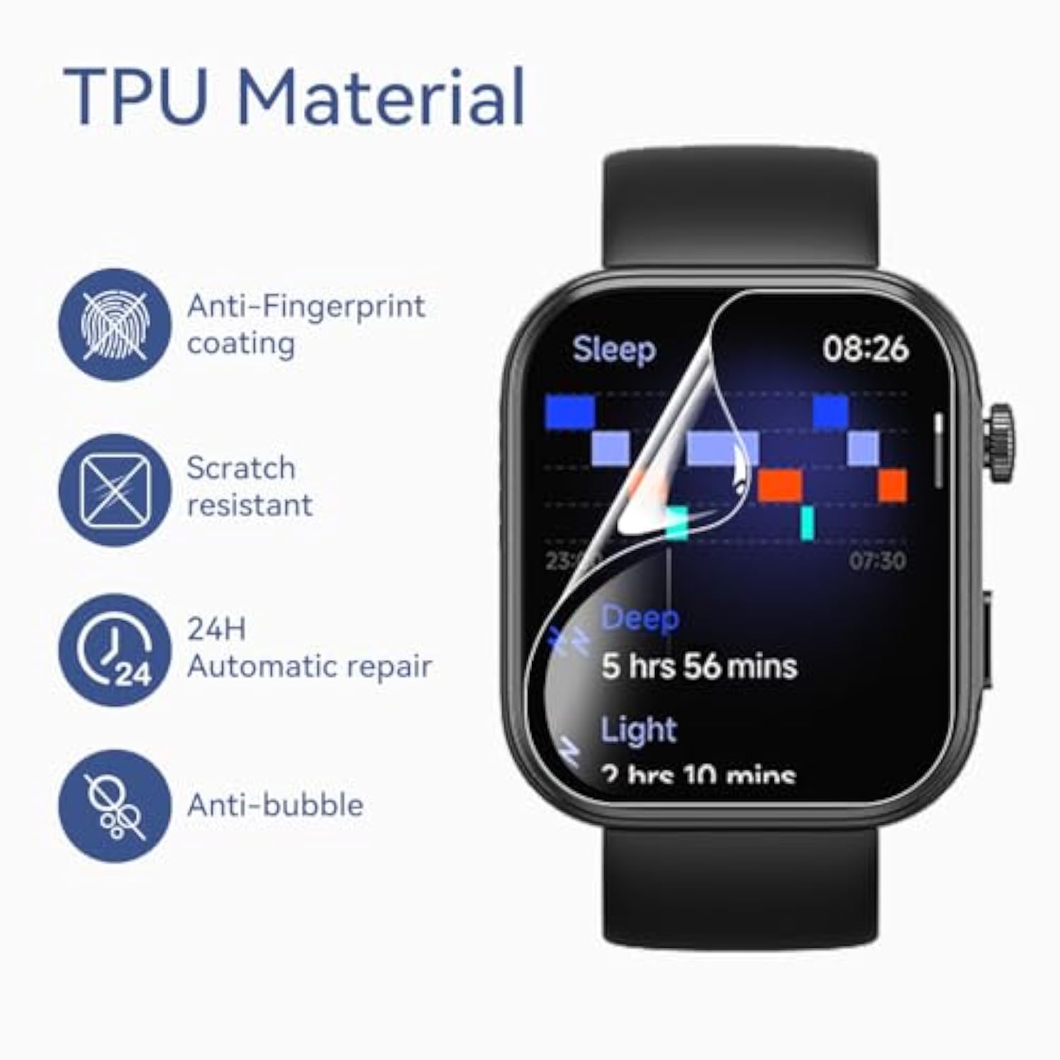 Compatible For Tozo S7 / S6 Smart Watch 1.85", [6 Pack] Full Coverage Tpu Clear Film Compatible For Tozo S7 1.85" Smart Watch/Tozo S6 1.85" Smart Watch