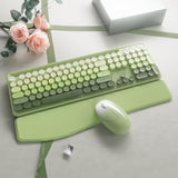 Xubotie Wireless Keyboard And Mouse, Colorful 104-Key Qwerty With Round Keys, Phone Holder, Wrist Rest, Power Buttons, 2.4Ghz Usb For Pc Laptop(Green Gradient)