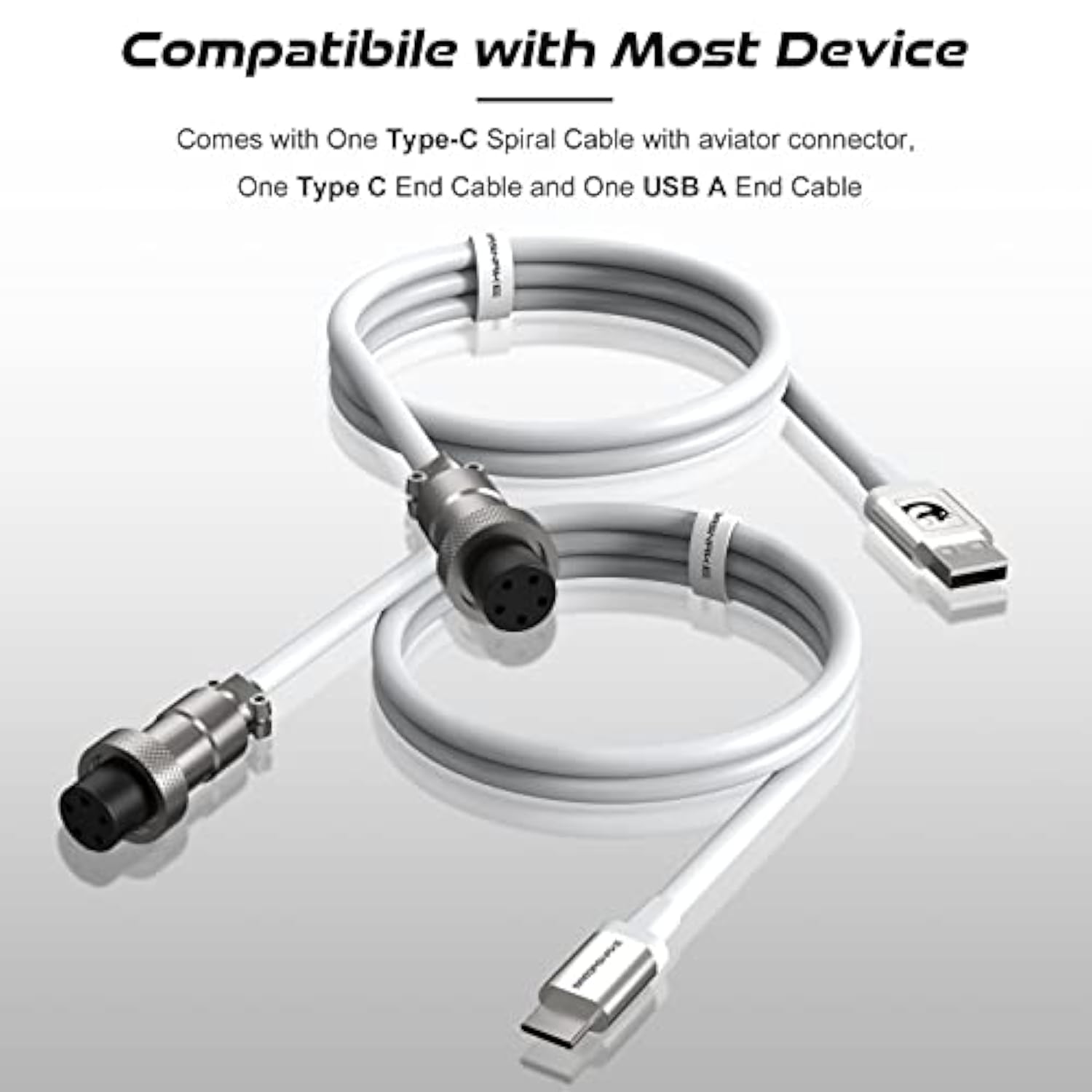2 In 1 Custom Coiled Usb C To A And C Cable With Detachable Extendable Double