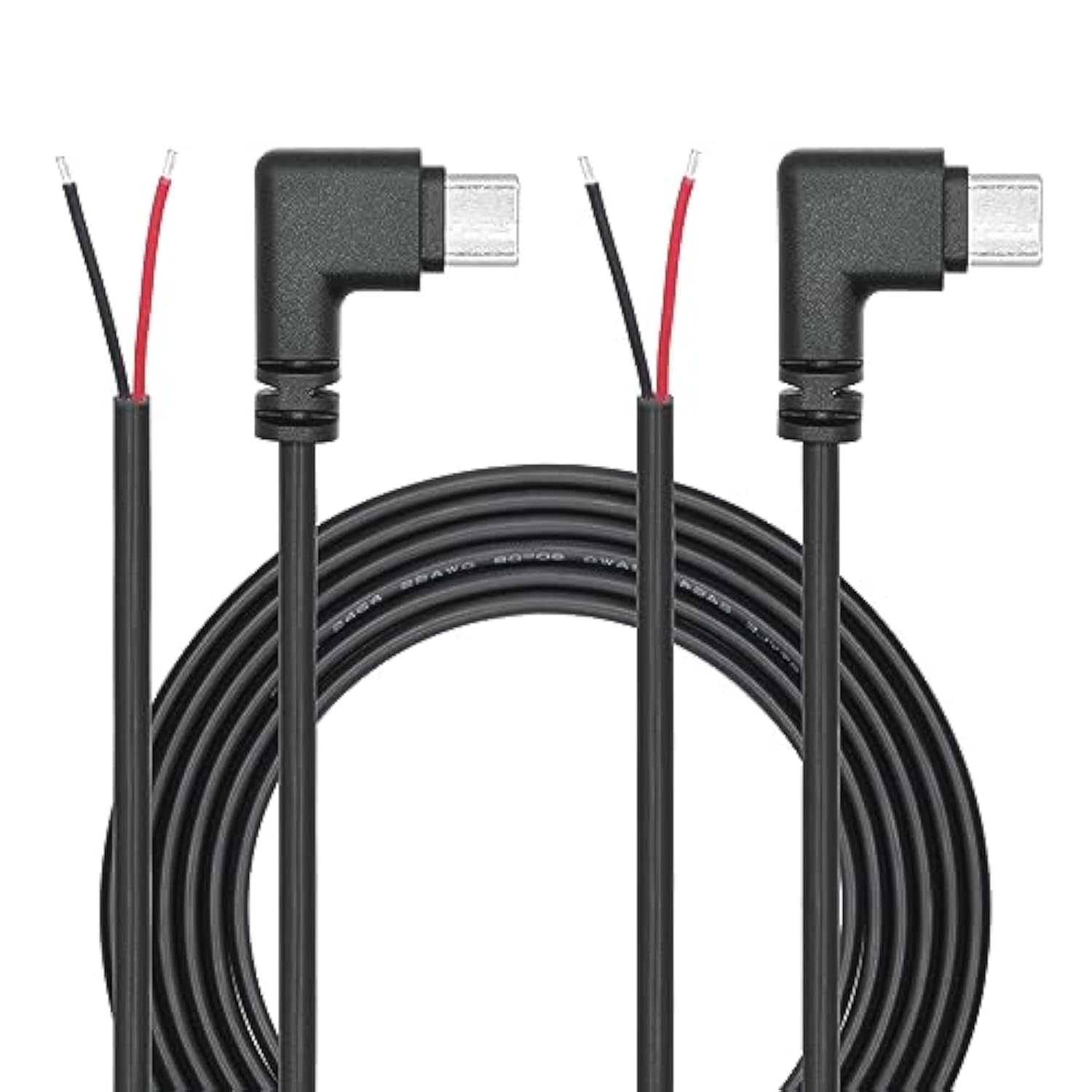 Right Angle Usb C To 2 Pin Bare Wire Open End Wire 2M/6Ft, 90 Degree Usb Type C Male Plug Pigtail Power Cable 22Awg 5V/3A, For Usb C Equipment Installed Or Replacement Repair Diy Cable(2Pcs)