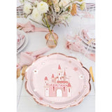 25Pcs Pink Princess Castle Plates – 9" Disposable Party Tableware Set